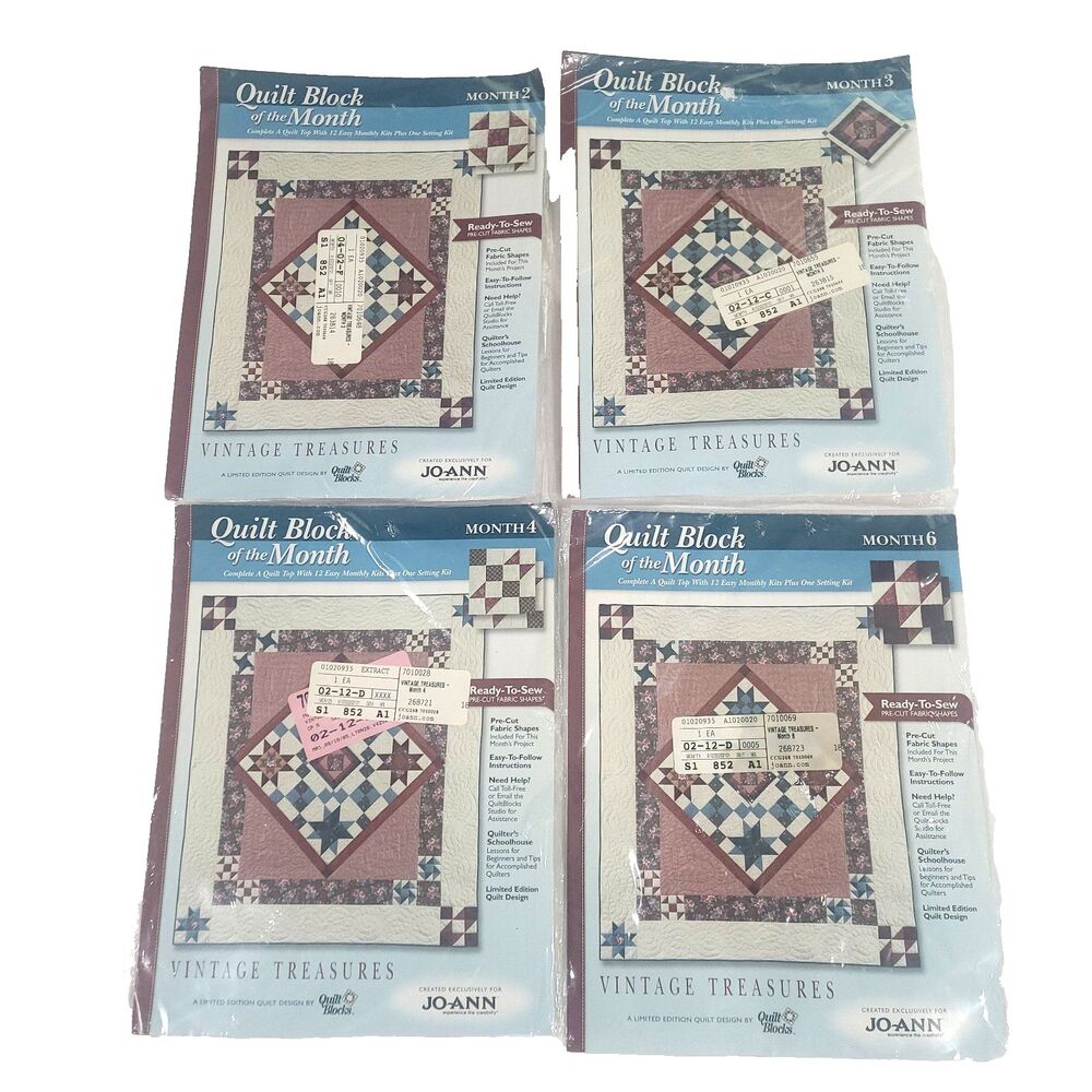 Joann Quilt Block Of The Month Vintage Treasures Month 2, 3, 4, 6 NEW